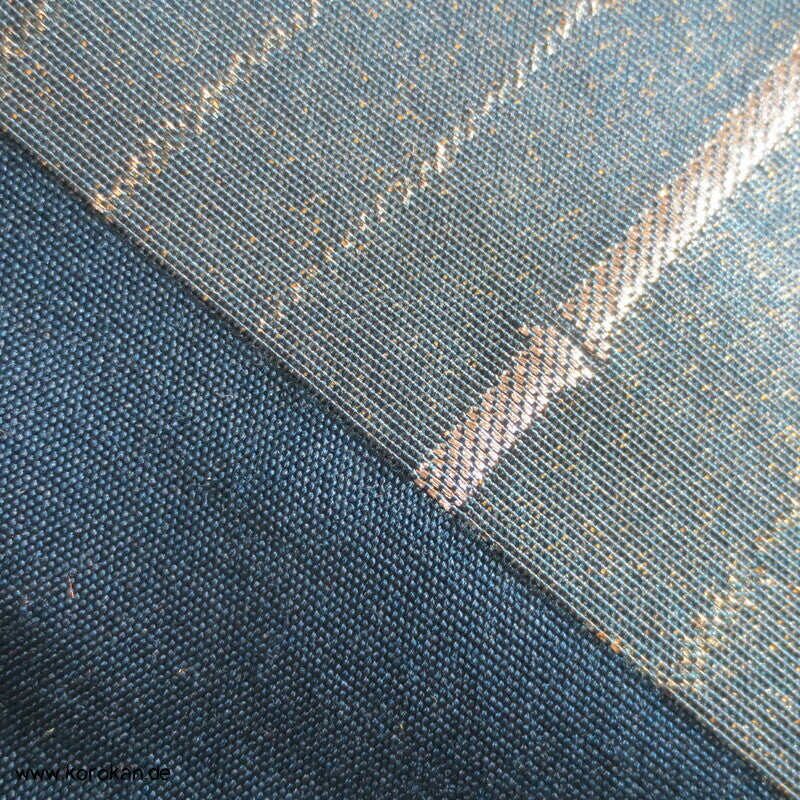 Bambusstreifen indigo - silber Fukuro Obi