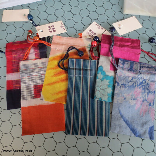 Japanische Upcycling Meisen Beutel mit Zugband - Varianten