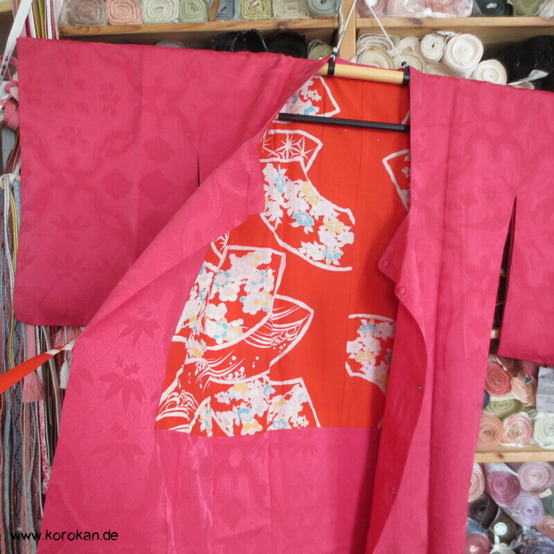 japanische pinke Matelassé Seide Michiyuki Kimono Jacke