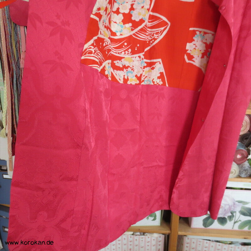 japanische pinke Matelassé Seide Michiyuki Kimono Jacke