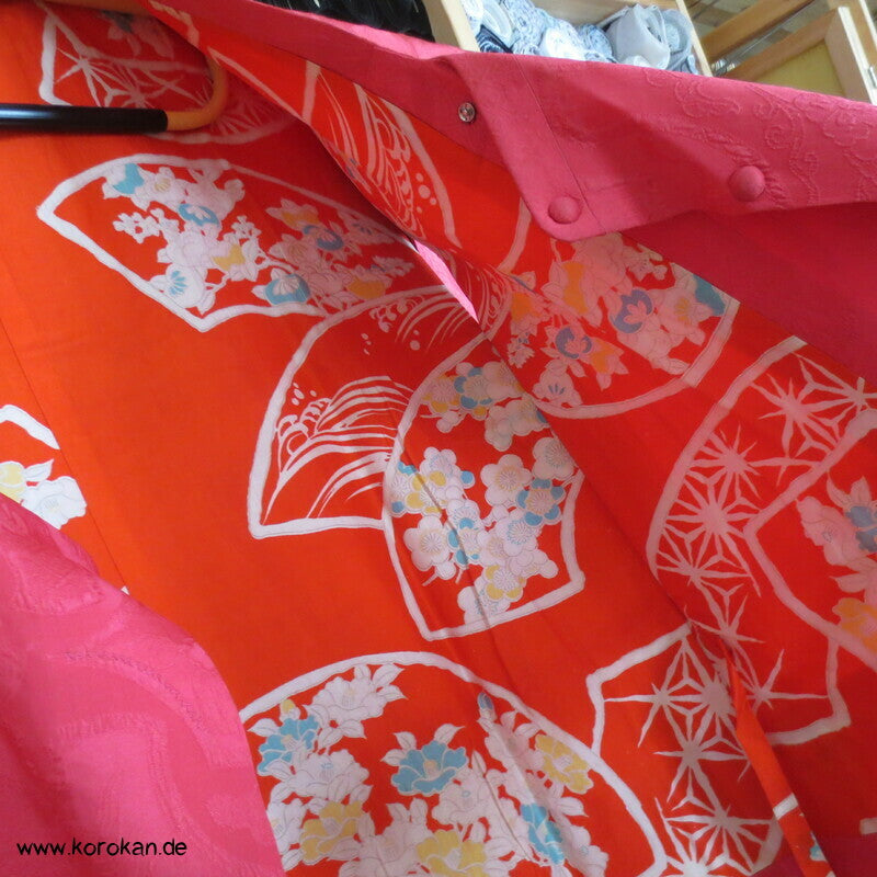 japanische pinke Matelassé Seide Michiyuki Kimono Jacke