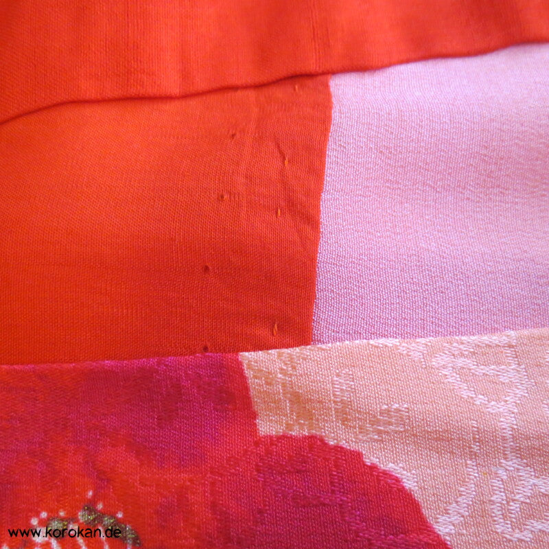 Ume Pflaumen Blüten auf Rinzu Seidendamast antiker Komon Kimono
