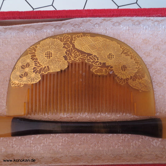 antike japanische Sets aus Kushi und Kanzashi Haarkamm und Stab