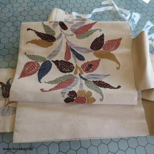 grob gewebter Tsumugi Seiden Tzukure zweiteiliger Obi