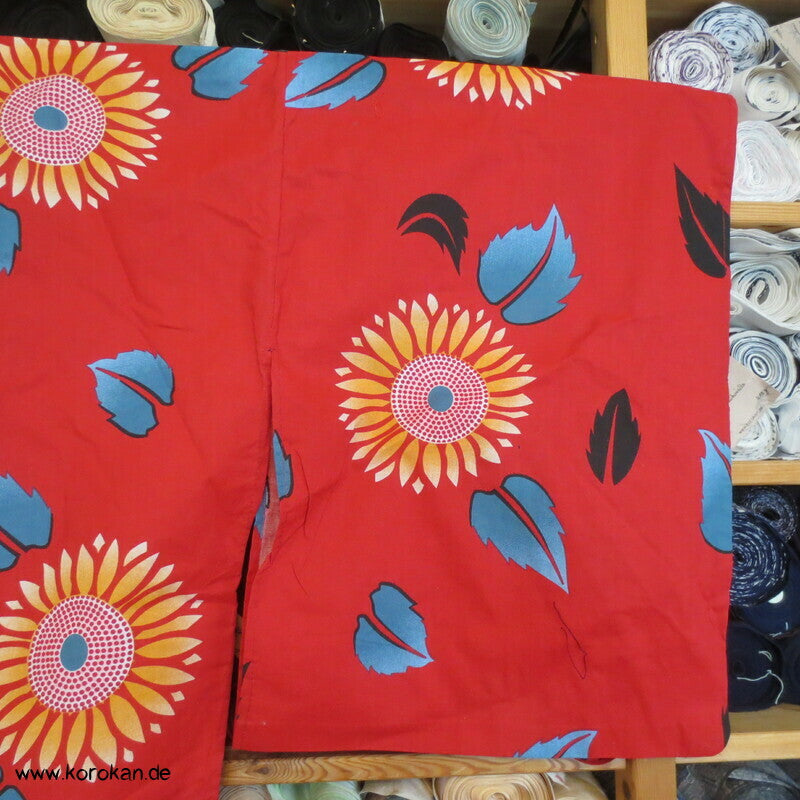 neuer Yukata, reine Baumwolle, Kiku auf rot