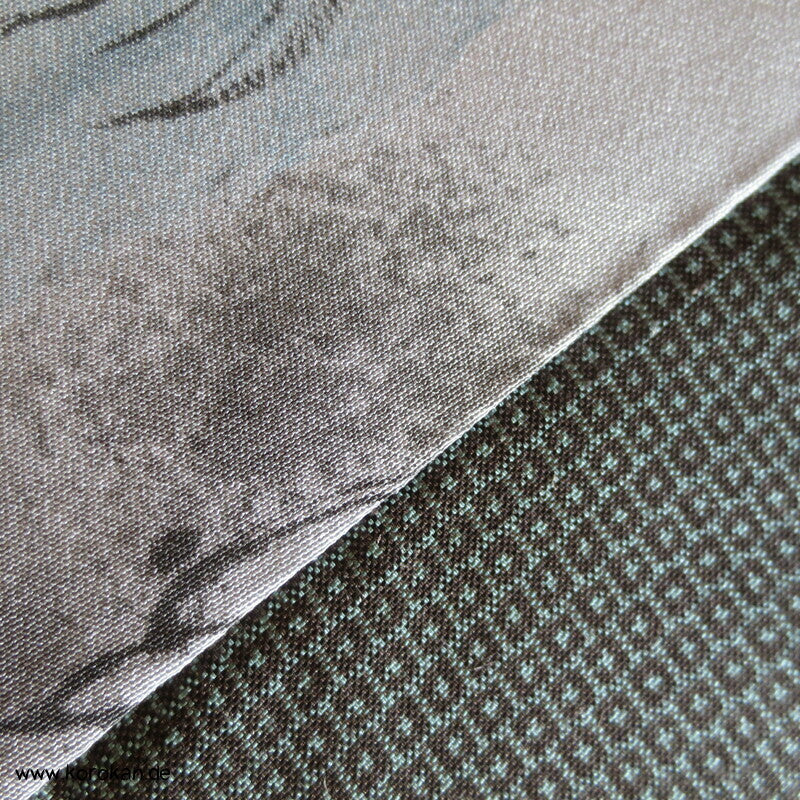 hellblau - beige Kasuri Tsumugi Haori, Flößermotiv