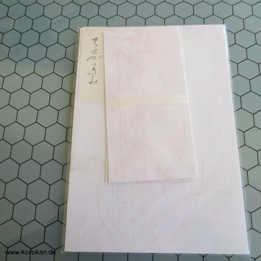 japanisches Schreibpapierset mit zart pastell Hängeblütenmuster, liniert