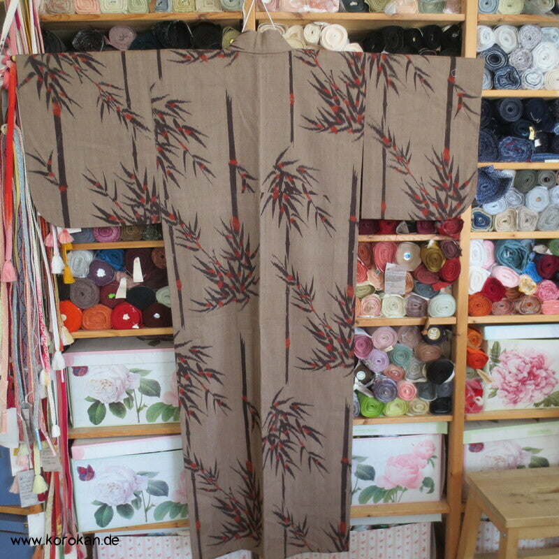 japanischer Bambus Kasuri Hitoe ungefütterter Woll Kimono
