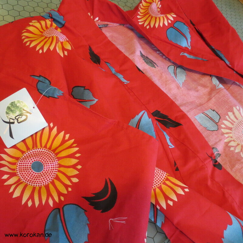 neuer Yukata, reine Baumwolle, Kiku auf rot
