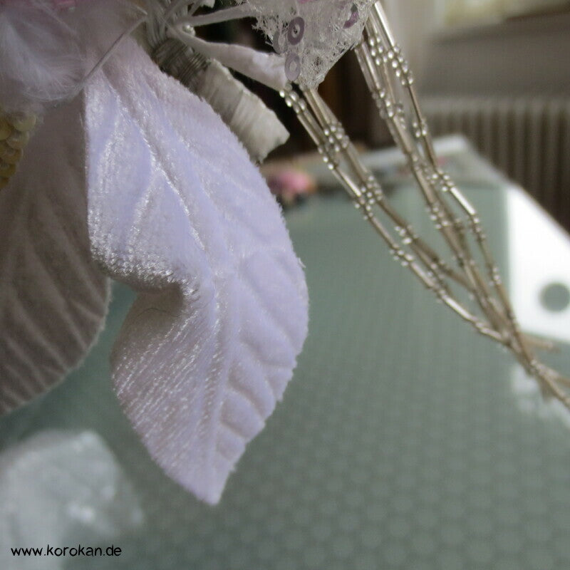 Kanzashi Haarkamm - Fascinator, Glitzer und Blüten