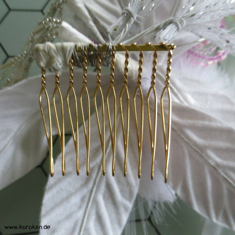 Kanzashi Haarkamm - Fascinator, Glitzer und Blüten