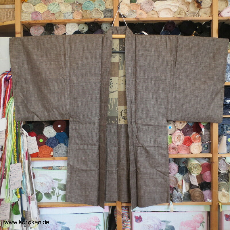 "7" beige braune Kasuri Tsumugi Haori, Druckfutter