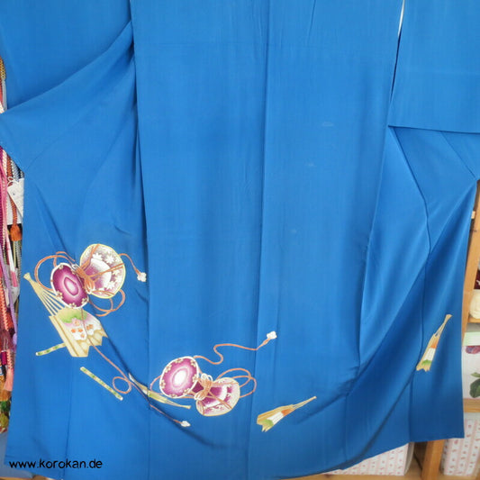 Trommel, Flöte und Fächer Iro Tomesode Kimono Seidencrepe