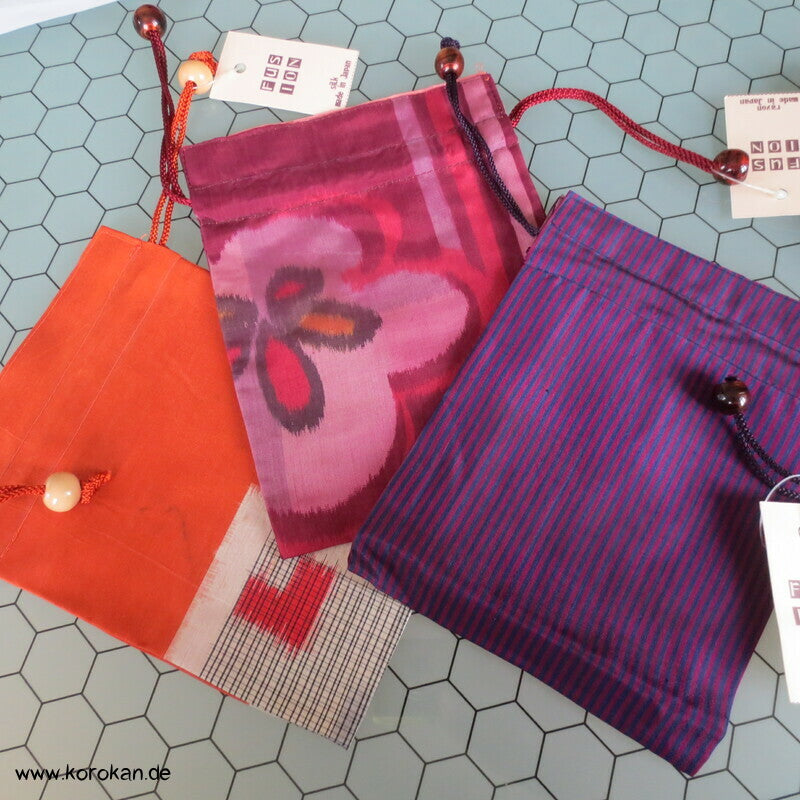 Japanische Upcycling Meisen Beutel mit Zugband - Varianten