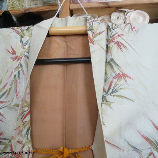 japanische Bambus Haori Kimono Jacke, Wolle mit Lurex, mit Himo
