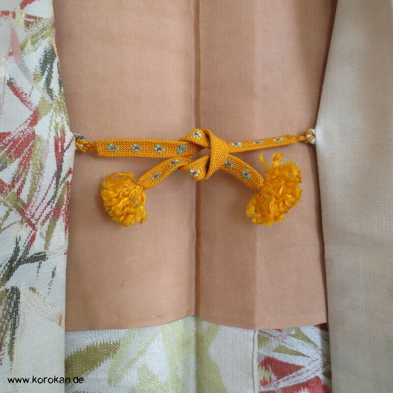 japanische Bambus Haori Kimono Jacke, Wolle mit Lurex, mit Himo