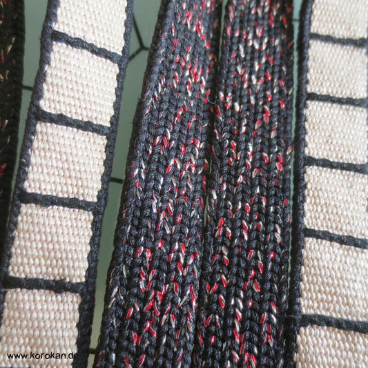 rötlich schwarz / creme zweiseitiger Obijime, Seide