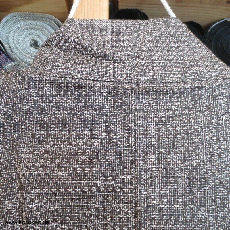 "7" beige braune Kasuri Tsumugi Haori, Druckfutter