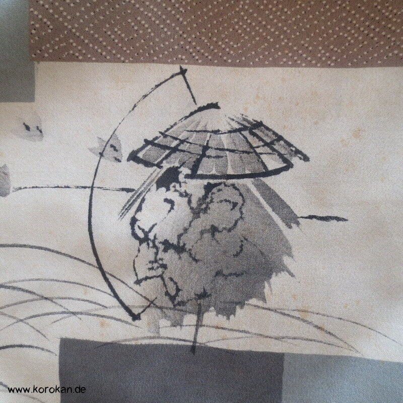 "7" beige braune Kasuri Tsumugi Haori, Druckfutter