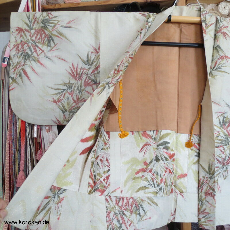 japanische Bambus Haori Kimono Jacke, Wolle mit Lurex, mit Himo