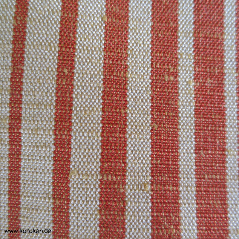 Fächer auf Streifen Kasuri Tsumugi Kimono Seide