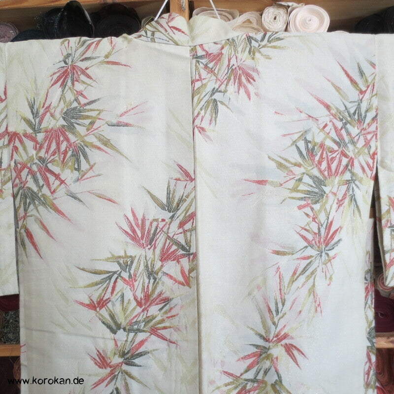 japanische Bambus Haori Kimono Jacke, Wolle mit Lurex, mit Himo