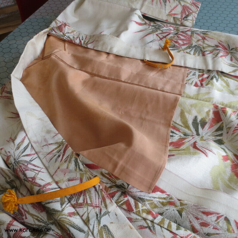 japanische Bambus Haori Kimono Jacke, Wolle mit Lurex, mit Himo