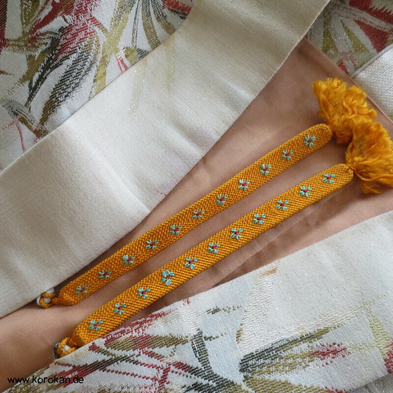 japanische Bambus Haori Kimono Jacke, Wolle mit Lurex, mit Himo