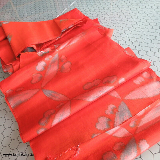 orange - türkis, heavenly bamboo antiker Meisen Seiden Kimono Stoff