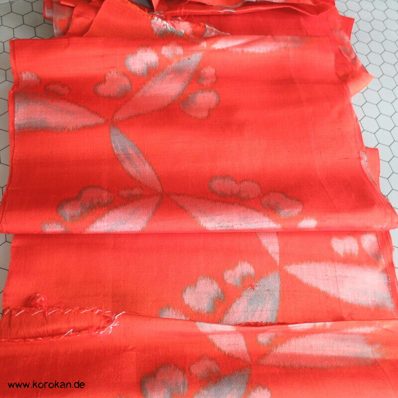 orange - türkis, heavenly bamboo antiker Meisen Seiden Kimono Stoff