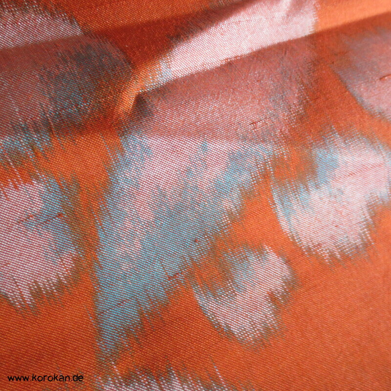 orange - türkis, heavenly bamboo antiker Meisen Seiden Kimono Stoff