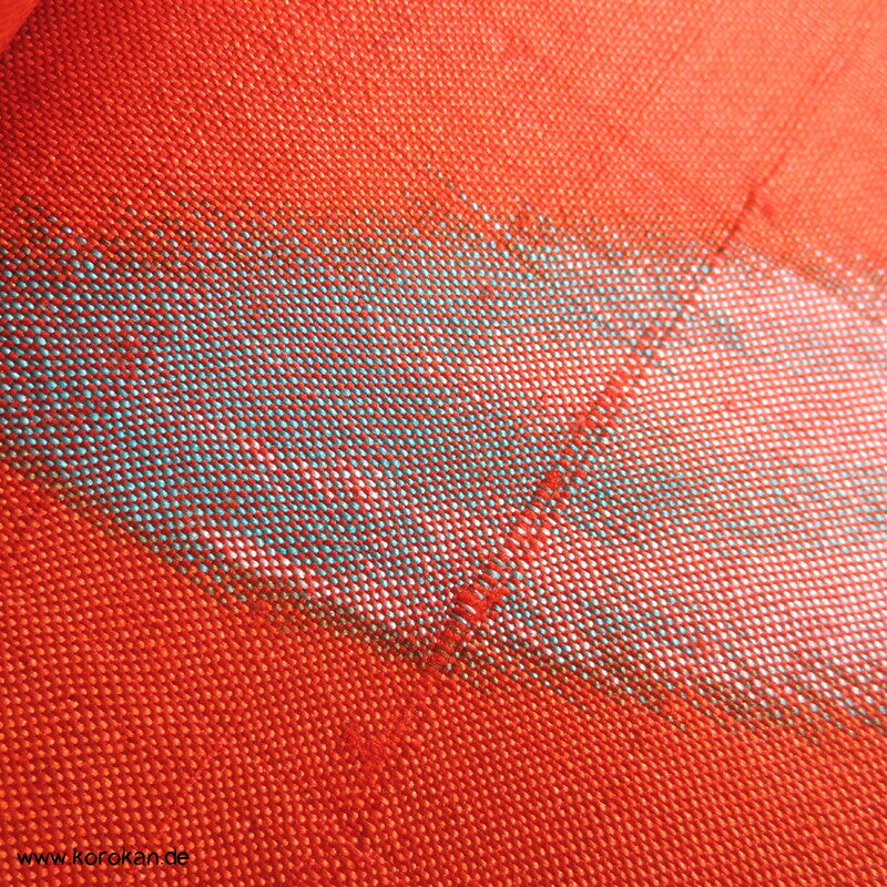 orange - türkis, heavenly bamboo antiker Meisen Seiden Kimono Stoff