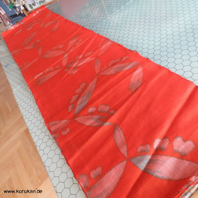 orange - türkis, heavenly bamboo antiker Meisen Seiden Kimono Stoff