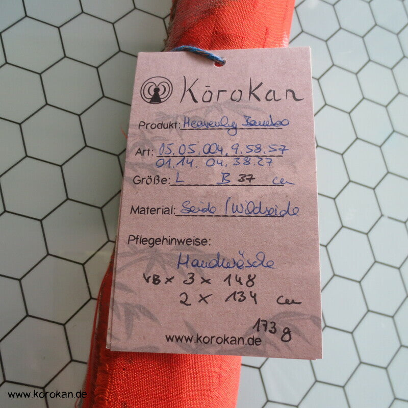 orange - türkis, heavenly bamboo antiker Meisen Seiden Kimono Stoff