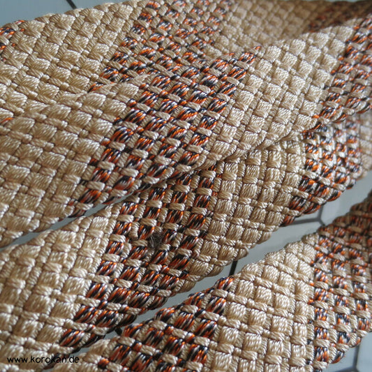 braun beiger kurzer Vintage Obijime, Seide