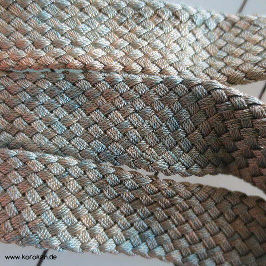 grünlichblau melierter kurzer Obijime, Seide,