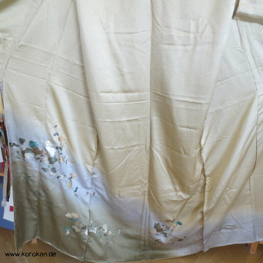 Gutta Percha Goldauftrag Seidendamast Karieba für Homongi Kimono