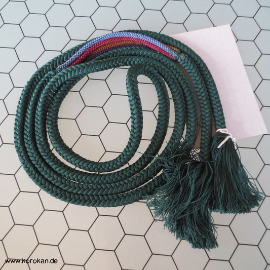 dunkelgrün - lila runde Kordel Obijime, geflochten, viergeteilt