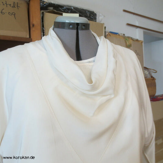 Wasserfallkragen Fledermausshirt Seide natur