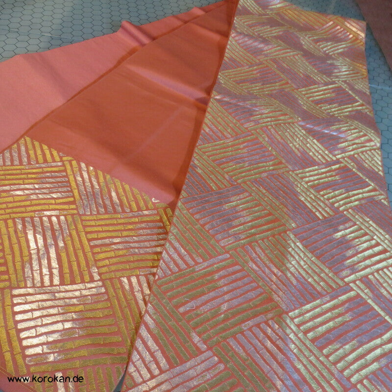 Bambus Higaki auf apricot Fukuro Obi
