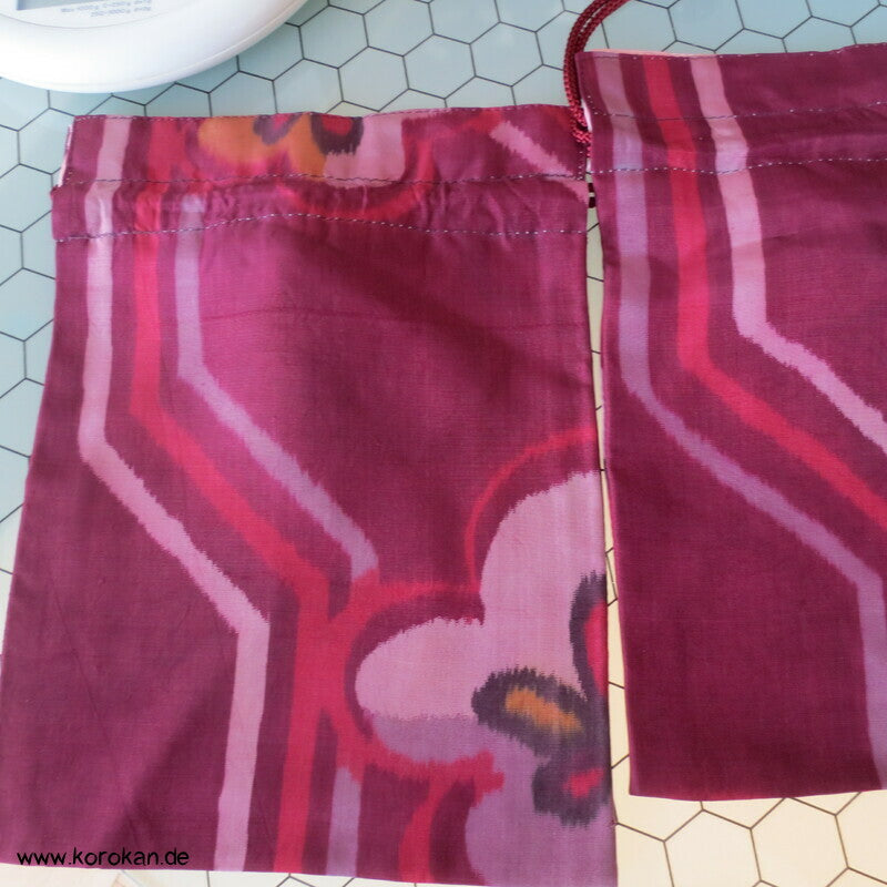 Japanische Upcycling Meisen Beutel mit Zugband - Varianten