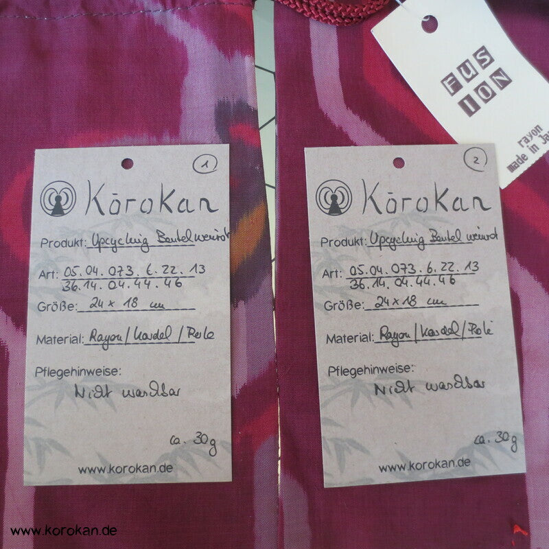 Japanische Upcycling Meisen Beutel mit Zugband - Varianten