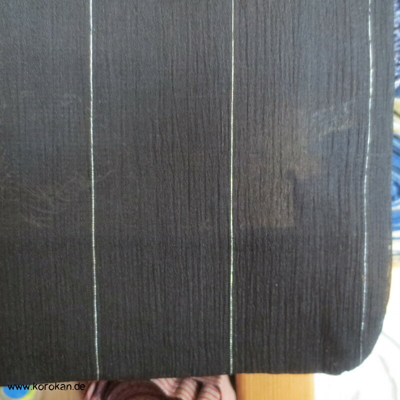 gewebte Ackerwinden auf schwarz Crepe Chiffon Seide Hitoe Kimono