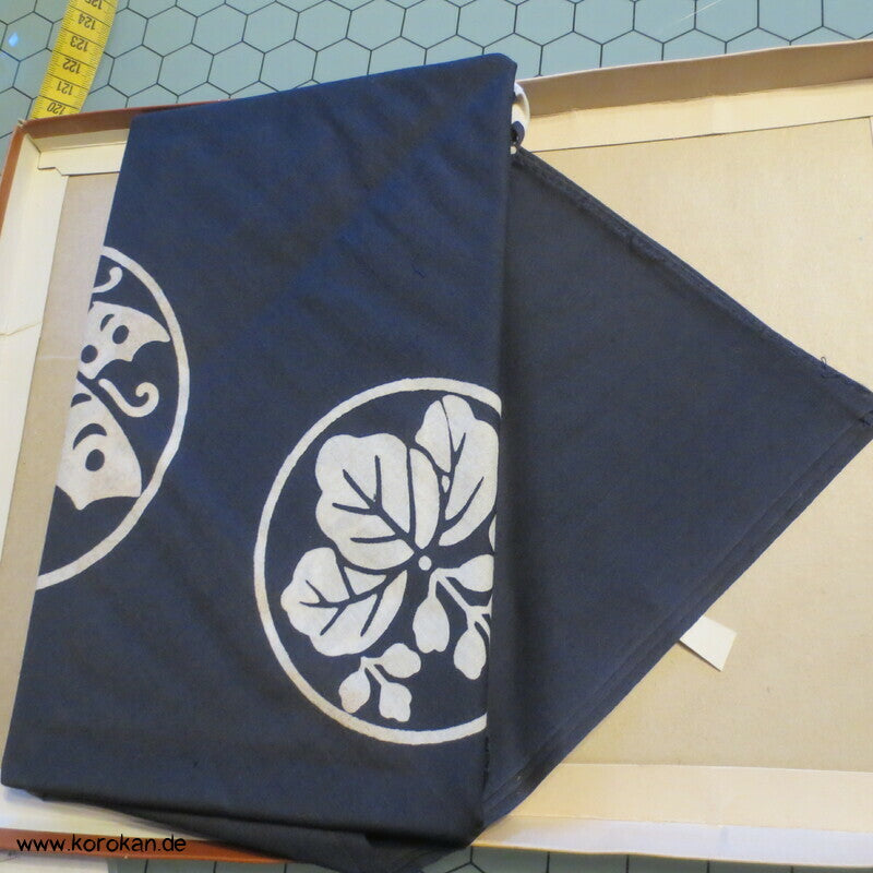 Furoshiki, Mon auf blau, Vintage unbenutzt,