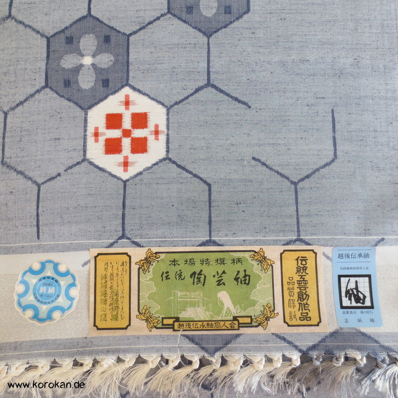 Kikko Kasuri Tsumugi Kimono Seide