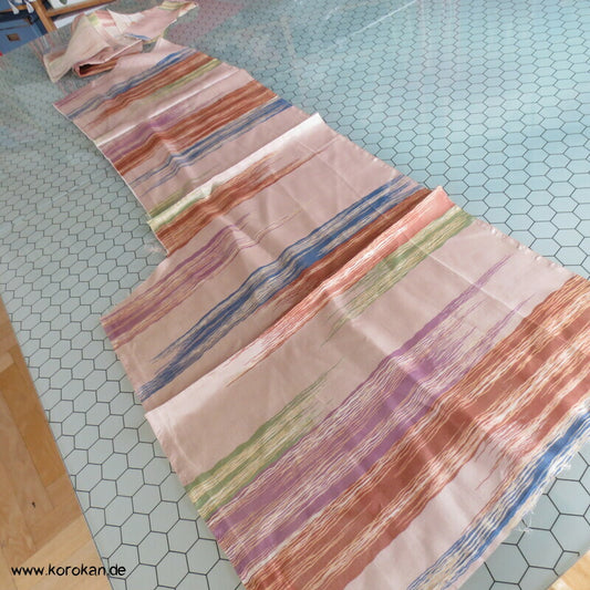 Araihari Haori Kimono Honan Seidenfutterreste, fein gestreift