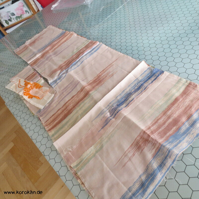 Araihari Haori Kimono Honan Seidenfutterreste, fein gestreift