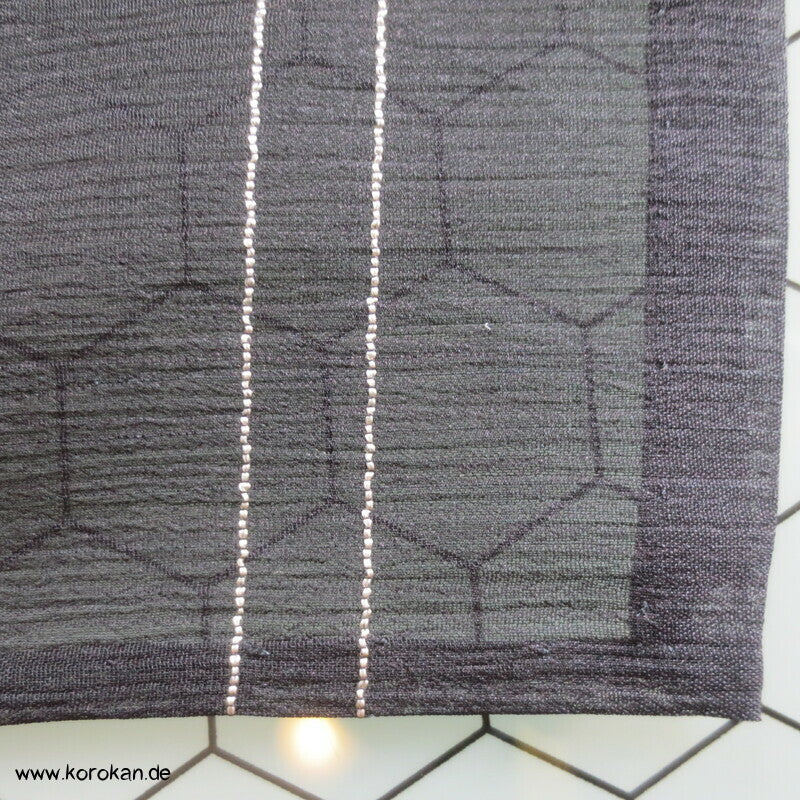 gewebte Ackerwinden auf schwarz Crepe Chiffon Seide Hitoe Kimono