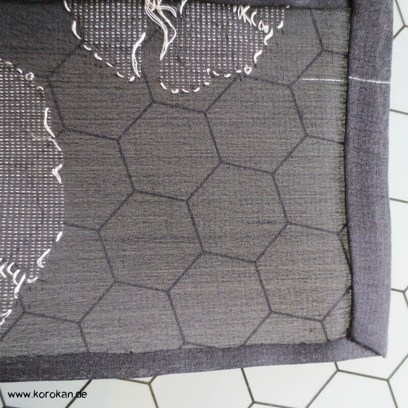 gewebte Ackerwinden auf schwarz Crepe Chiffon Seide Hitoe Kimono