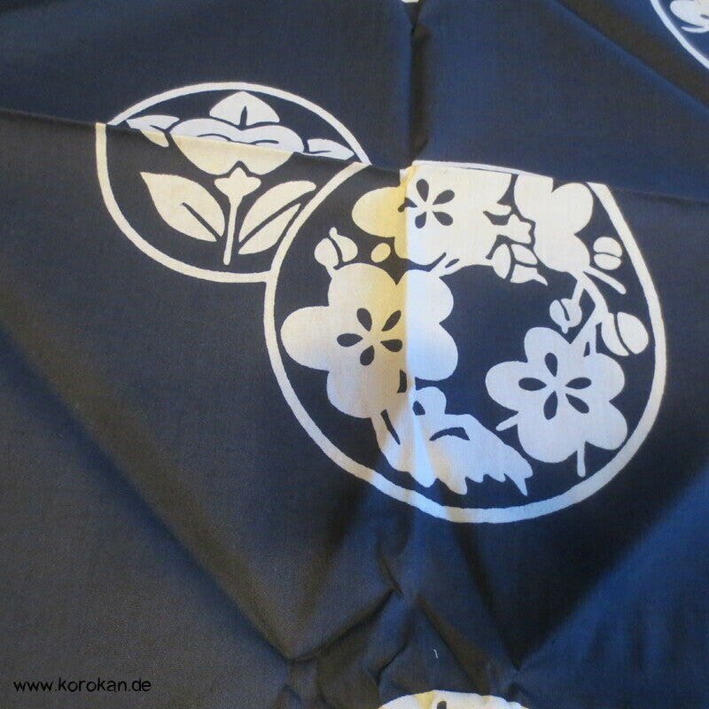 Furoshiki, Mon auf blau, Vintage unbenutzt,